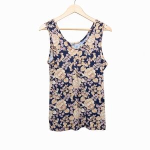 Honey and Lace Navy and Beige Floral Tank Top